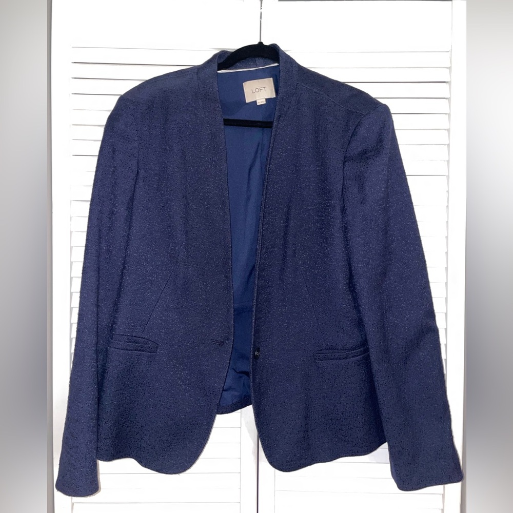 Loft women’s navy textured blazer